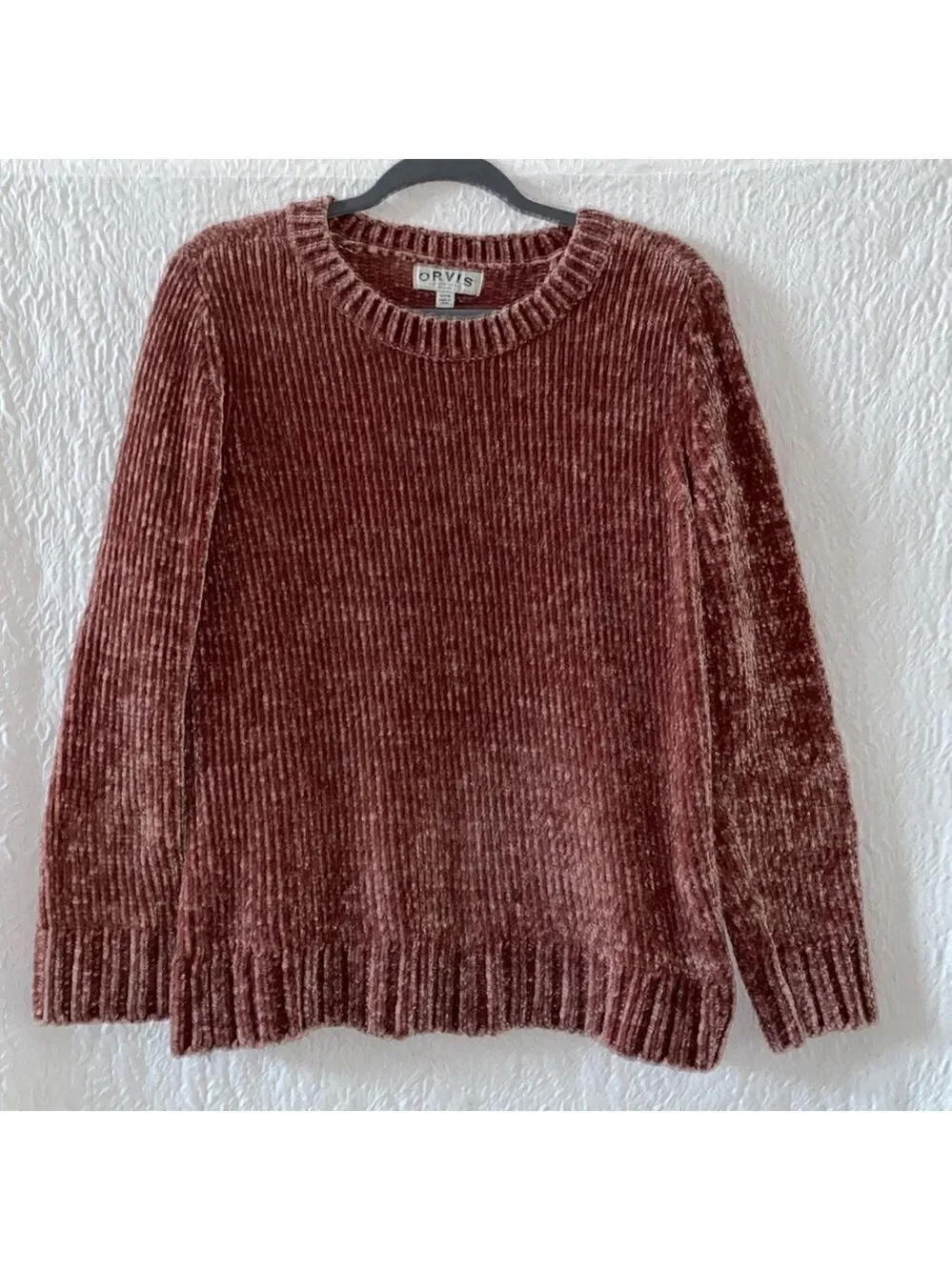 Orvis Chenille Crew Neck Long Sleeve Pullover Sweater